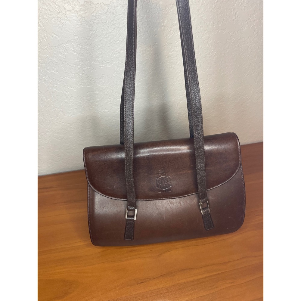 Mark Cross New York Vintage Brown Leather Flap Shoulder Bag Mens Womens